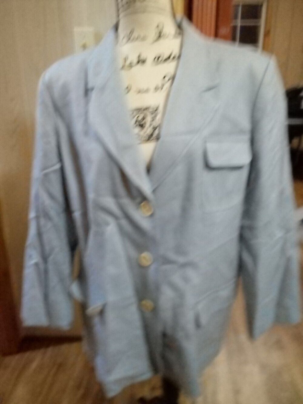 Orvis River Road Women's Light Blue Denim Look Silk Wool Blend Blazer 20